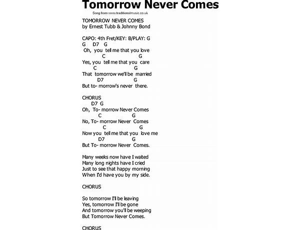 Tomorrow Never Comes en Lyrics [Rage]