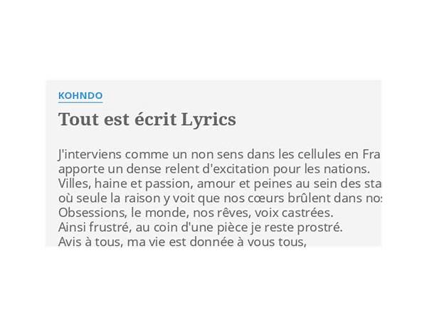 Tout est écrit fr Lyrics [Diam\'s]