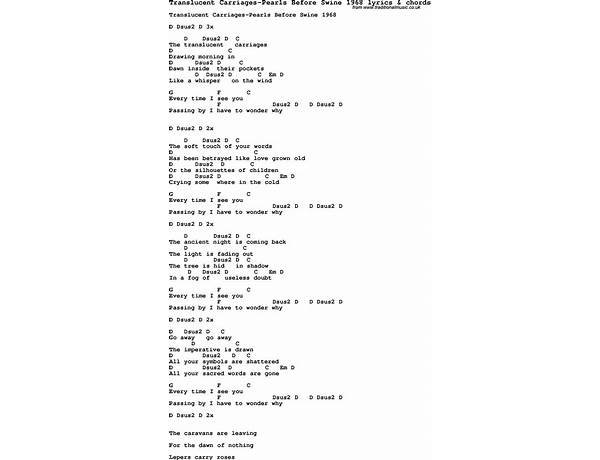 Translucent Carriages en Lyrics [Pearls Before Swine]