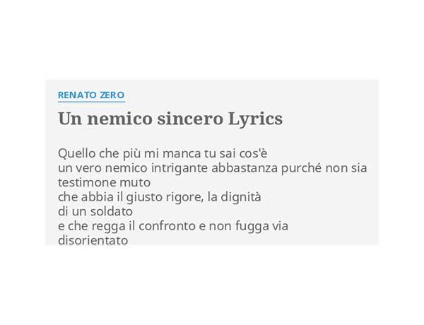 Un nemico sincero it Lyrics [Renato Zero]