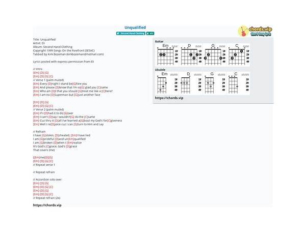 Unqualified en Lyrics [Eli (Singer)]