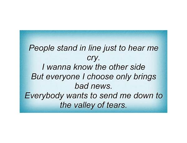 Valley of Tears en Lyrics [Sheila Walsh]