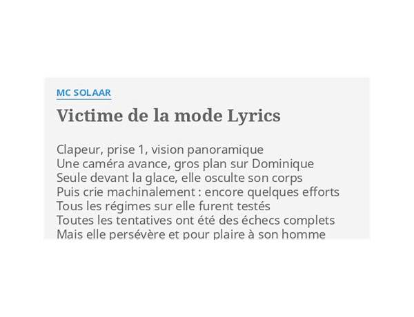 Victime de la mode fr Lyrics [Angèle]