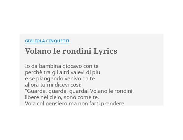 Volano le rondini it Lyrics [Gigliola Cinquetti]