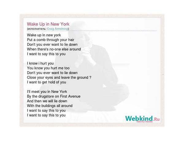 Wake Up In New York en Lyrics [Craig Armstrong]
