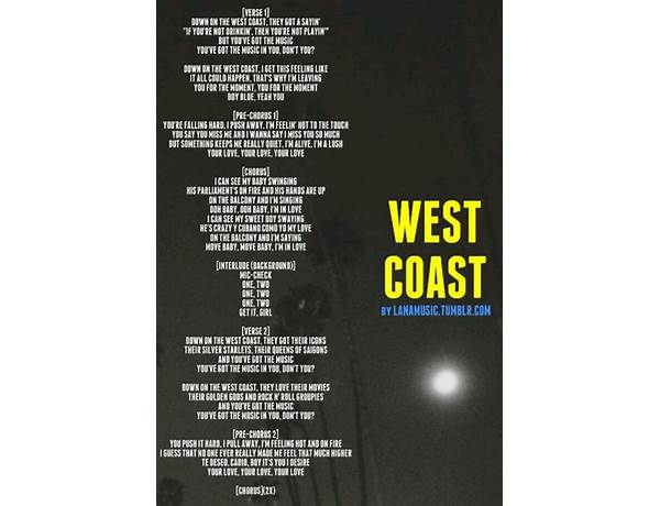 West Coast en Lyrics [The Neighbourhood]