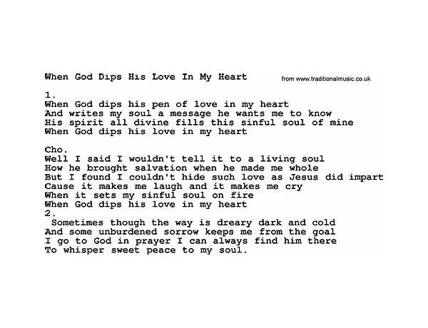 When God Dips His Love In My Heart en Lyrics [Red Foley]