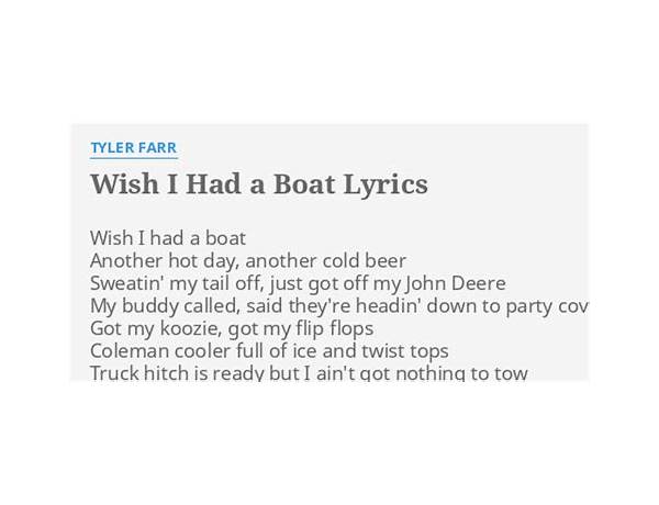 Wish I Had a Boat en Lyrics [Tyler Farr]