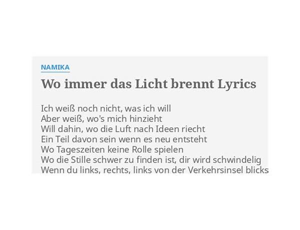 Wo immer das Licht brennt de Lyrics [Namika]