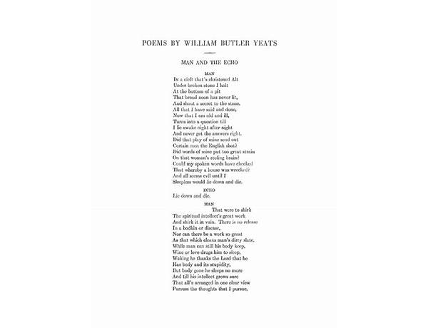 Written: William Butler Yeats, musical term