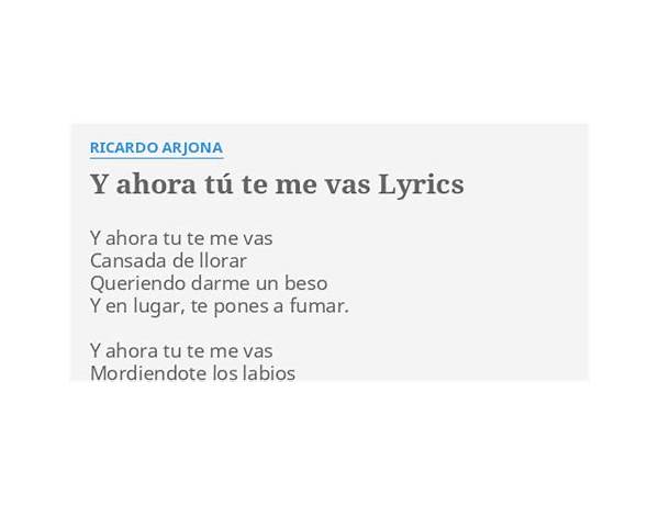 Y Ahora Tú Te Me Vas es Lyrics [Ricardo Arjona]