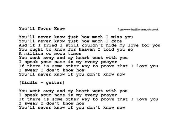 You\'ll Never Know en Lyrics [Edwyn Collins]