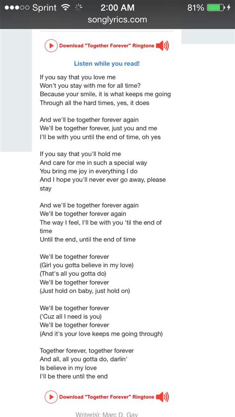 ​together forever lyrics credits, cast, crew of song