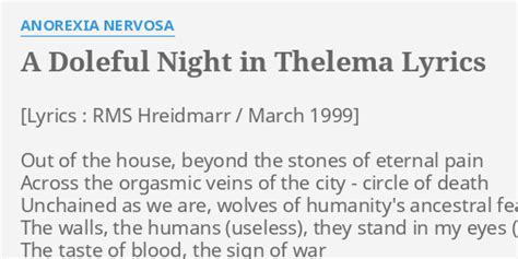 A Doleful Night In Thelema lyrics credits, cast, crew of song