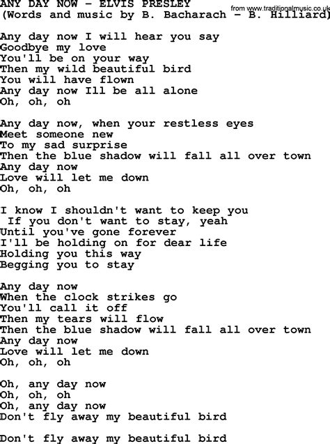 Any Day Now lyrics credits, cast, crew of song
