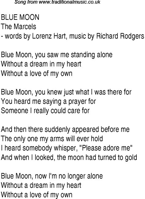 Blue Moon lyrics credits, cast, crew of song