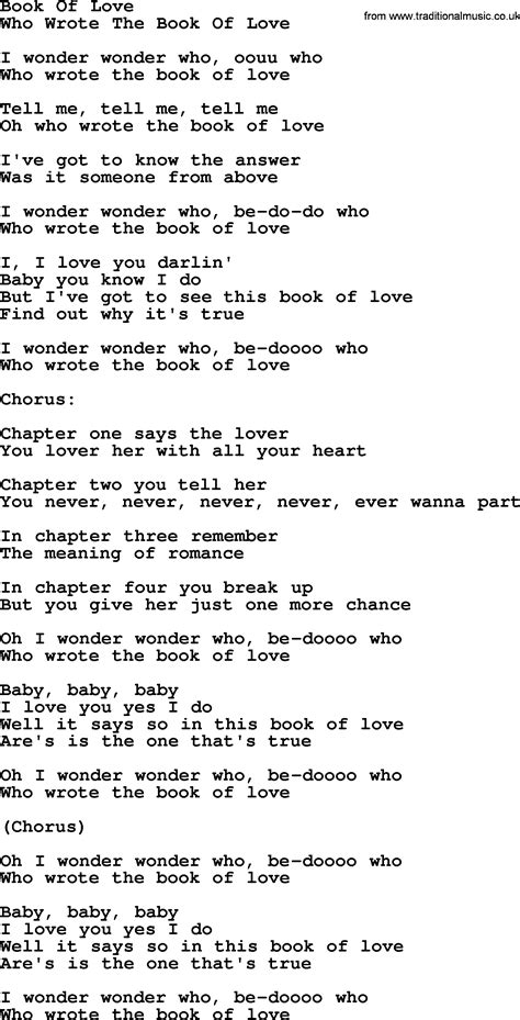 Book of Love lyrics credits, cast, crew of song