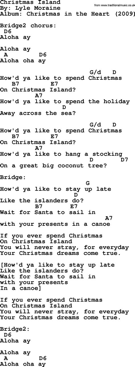 Christmas Island lyrics credits, cast, crew of song