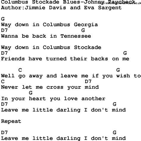 Columbus Stockade Blues lyrics credits, cast, crew of song