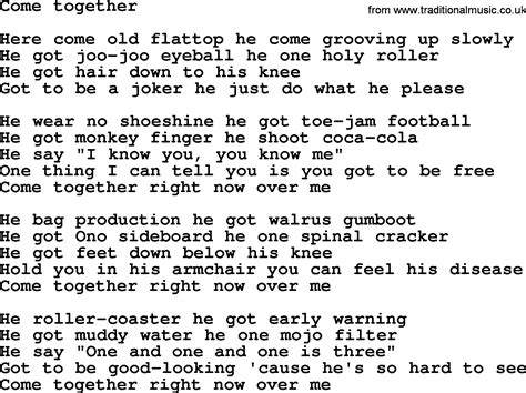 Come Together lyrics credits, cast, crew of song