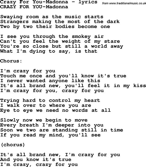 Crazy For You lyrics credits, cast, crew of song