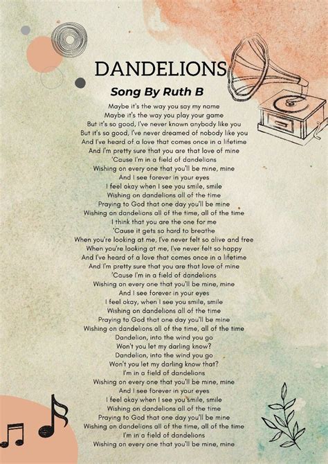 Dandelion lyrics credits, cast, crew of song