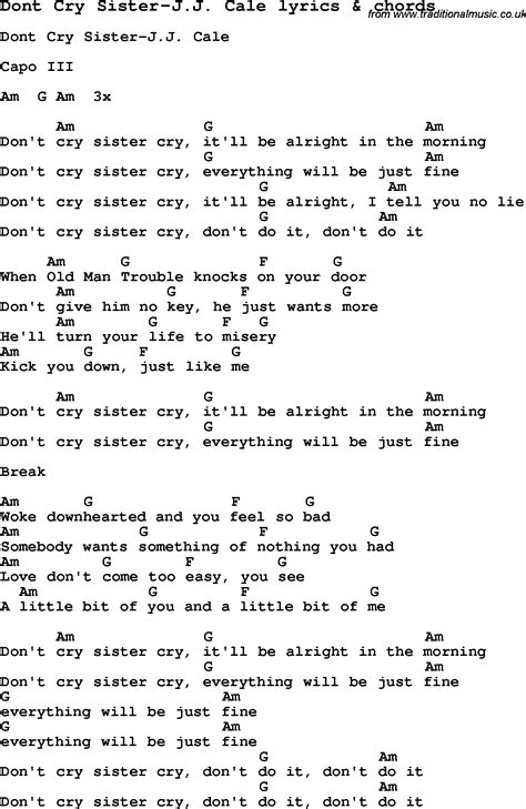 Don't Cry Sister lyrics credits, cast, crew of song