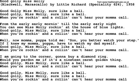 Good Golly Miss Molly lyrics credits, cast, crew of song