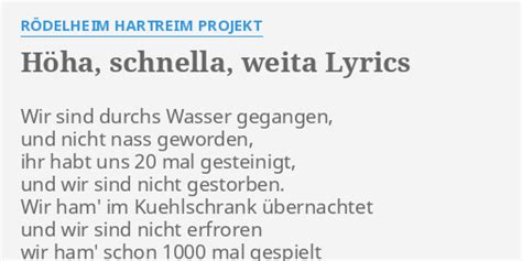 Höha, schnella, weita lyrics credits, cast, crew of song