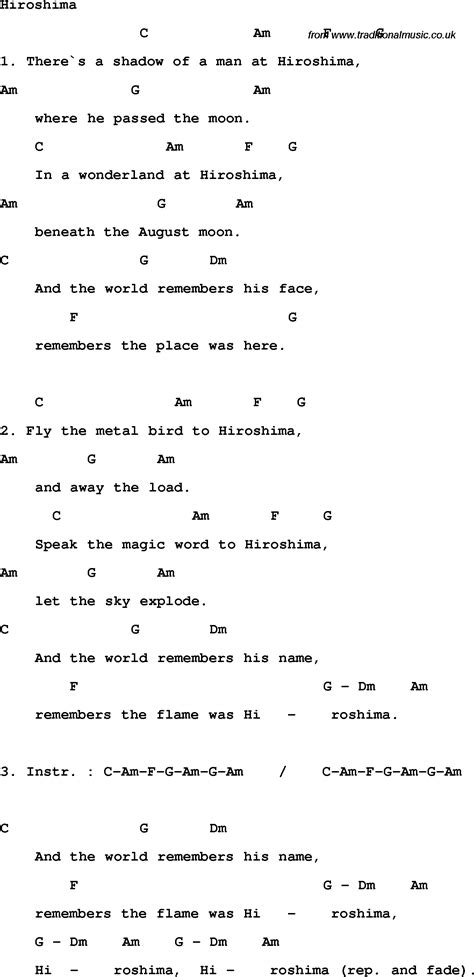 Hiroshima lyrics credits, cast, crew of song
