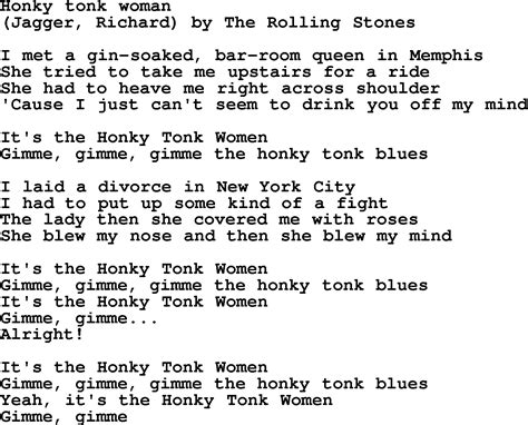 Honky Tonk Women lyrics credits, cast, crew of song