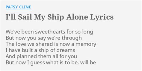 I'll Sail My Ship Alone lyrics credits, cast, crew of song
