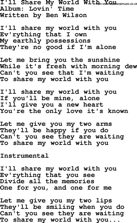 I'll Share My World with You lyrics credits, cast, crew of song