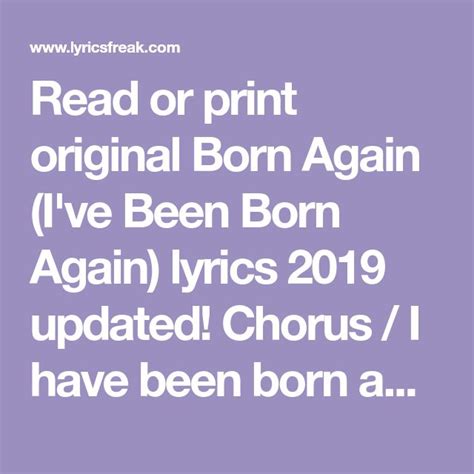 I've Been Born Again lyrics credits, cast, crew of song