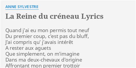 La reine du créneau lyrics credits, cast, crew of song