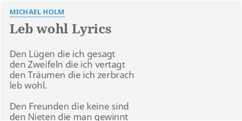 Leb wohl, Cherie lyrics credits, cast, crew of song