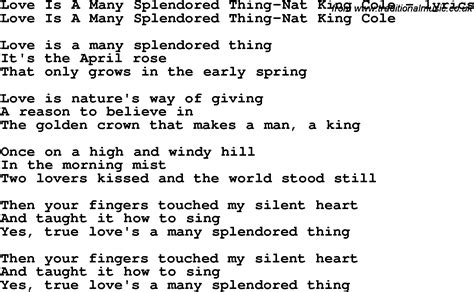 Love Is a Many-Splendored Thing lyrics credits, cast, crew of song