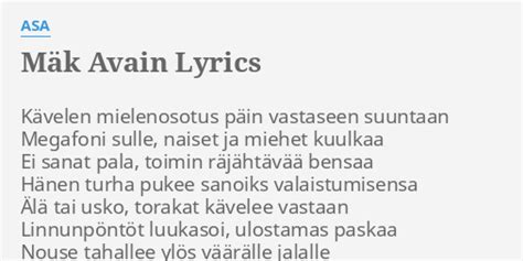 Mäk avain lyrics credits, cast, crew of song