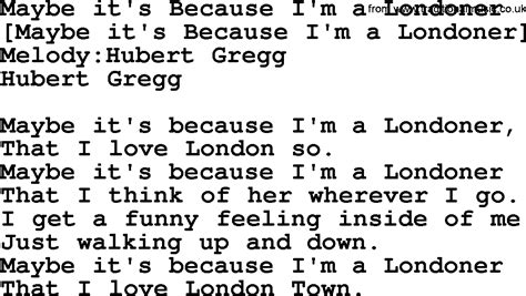 Maybe It's Because I'm a Londoner lyrics credits, cast, crew of song