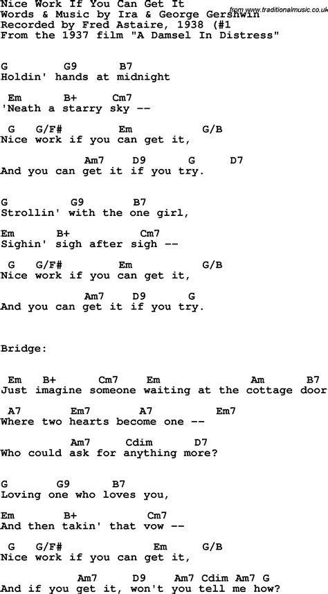 Nice Work If You Can Get It lyrics credits, cast, crew of song