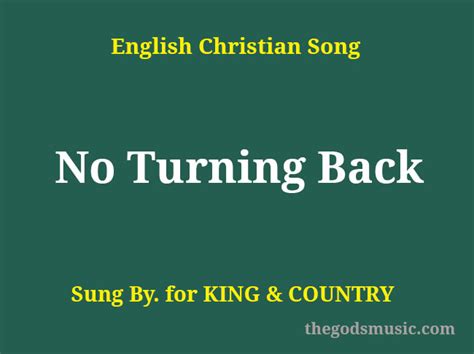 No Turning Back lyrics credits, cast, crew of song