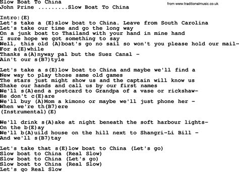 On a Slow Boat To China lyrics credits, cast, crew of song