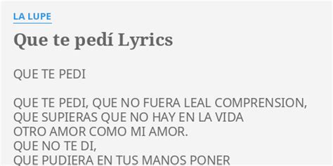 Que Te Pedí lyrics credits, cast, crew of song