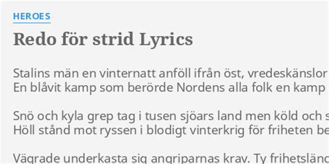 Redo för strid lyrics credits, cast, crew of song