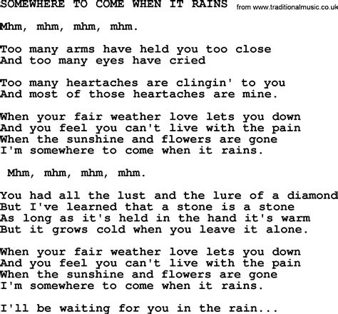 Someplace To Come When It Rains lyrics credits, cast, crew of song
