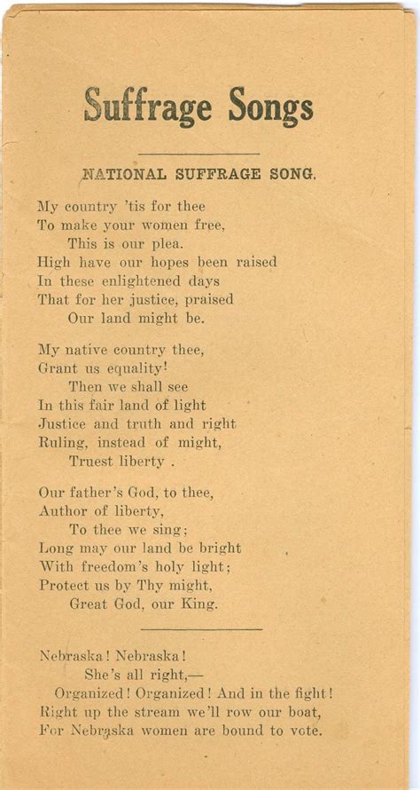 Suffrage lyrics credits, cast, crew of song