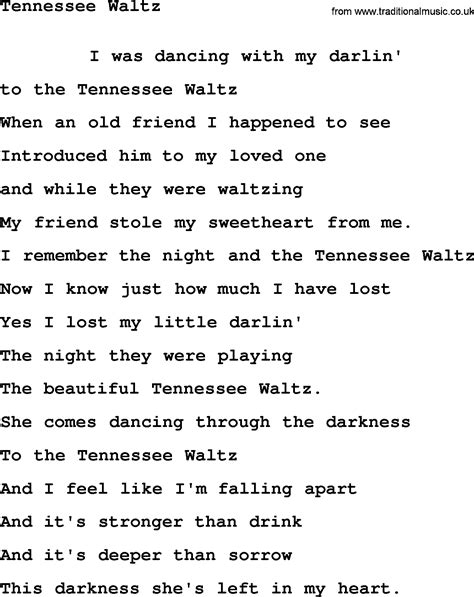 Tennessee Waltz lyrics credits, cast, crew of song