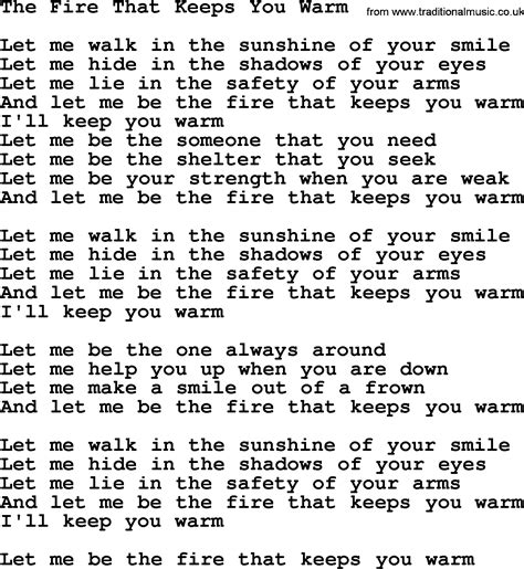 The Fire That Keeps You Warm lyrics credits, cast, crew of song