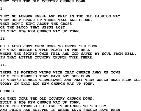 They Tore The Old Country Church Down lyrics credits, cast, crew of song