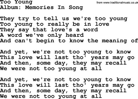 Too Young lyrics credits, cast, crew of song